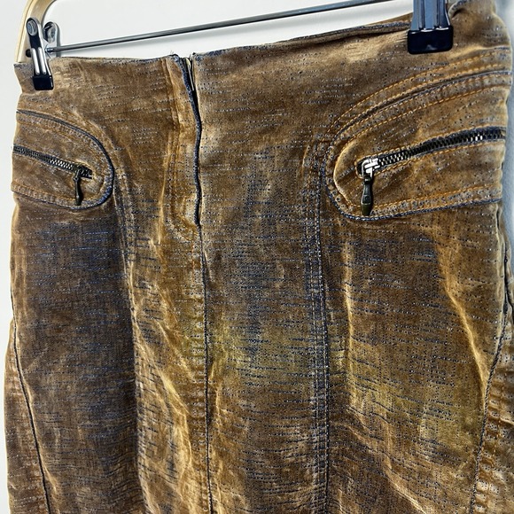 Maille Demoiselle Paris Tan Blue Y2K‎  90s Stretch Velvet Beyoncé Mini Skirt 3 - Picture 2 of 6